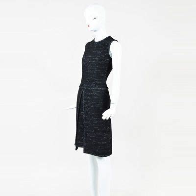 chanel black iridescent wool tweed dress|Dress .